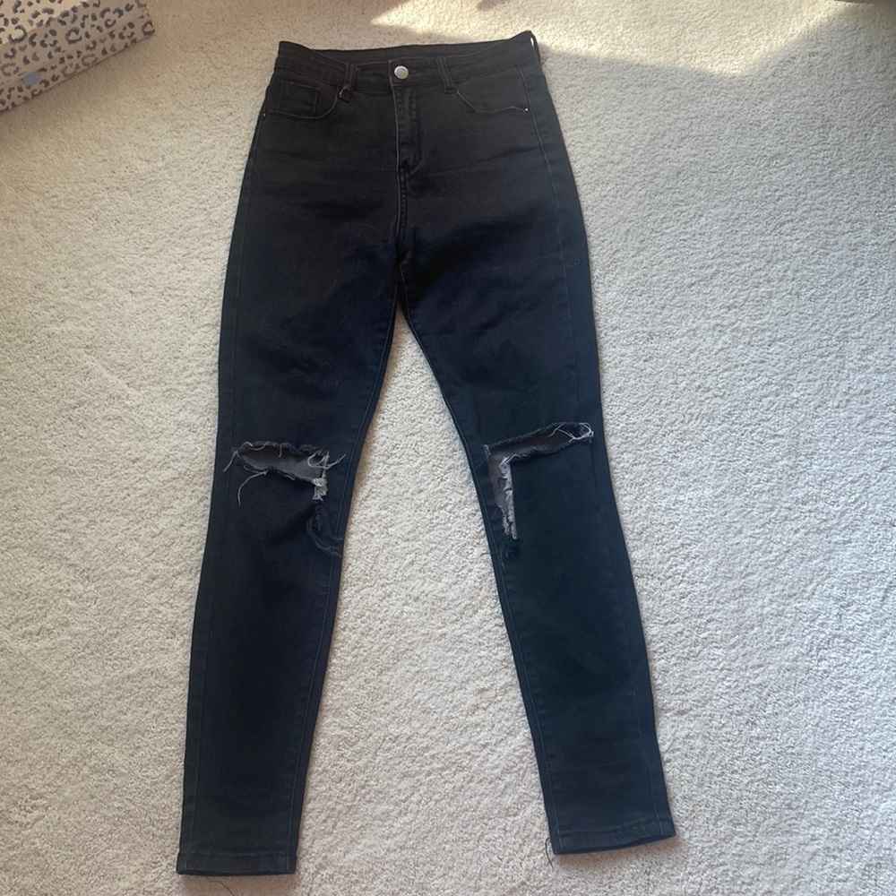 Black skinny jeans size 25 high waisted